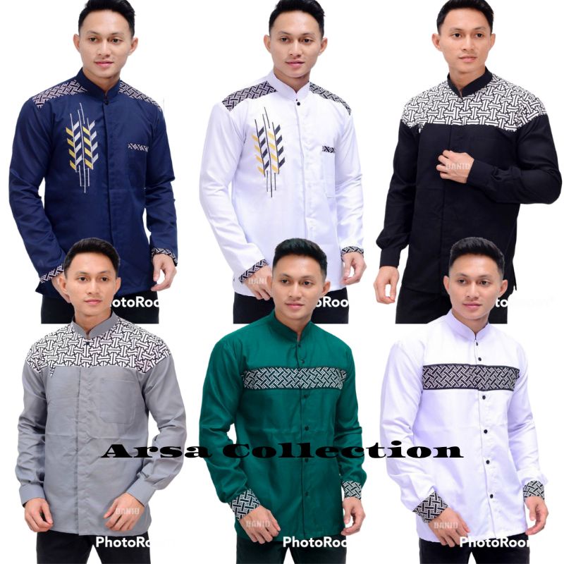 Baju Koko Kurta Dewasa Lengan Pendek Material Cotton Adem Serap Keringat