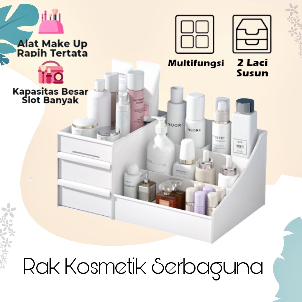 Rak Kosmetik 2 Laci / Kotak Penyimpanan Peralatan Makeup Organizer