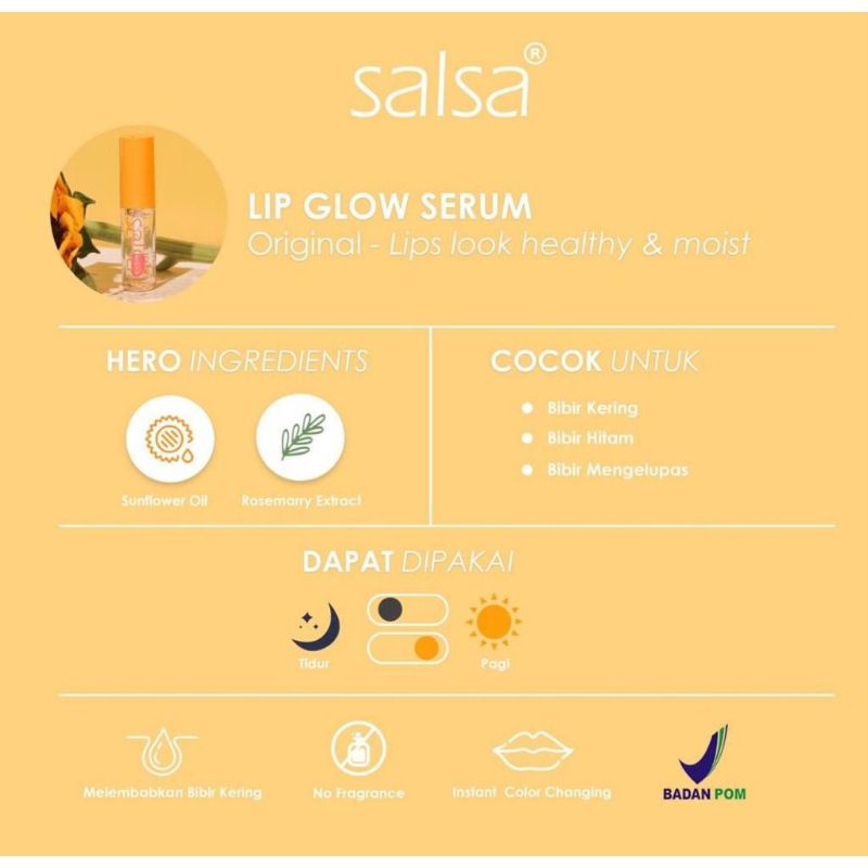 SALSA Lip Glow Serum 3gr - Serum Bibir Original BPOM | Twilight | Coral Nude | Glow