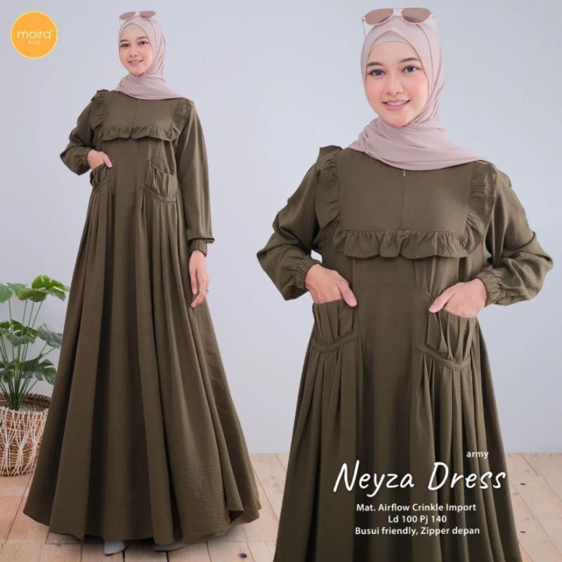 NEYZA DRESS CRINKLE AIRFLOW PREMIUM/GAMIS MUSLIMAH BUSUI FRIENDLY/FASHION WANITA MUSLIM VIRAL KEKINIAN M L XL/DRESS CRINKLE IMPORT/FAR MOSLEMSTORE