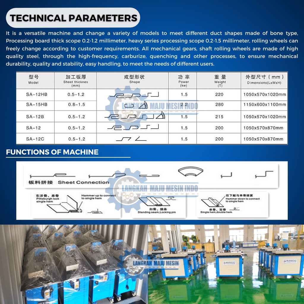 Pittsburgh Lock Forming Machine / Lock Ducting Machine / Mesin Tekuk Siku / Mesin Ducting