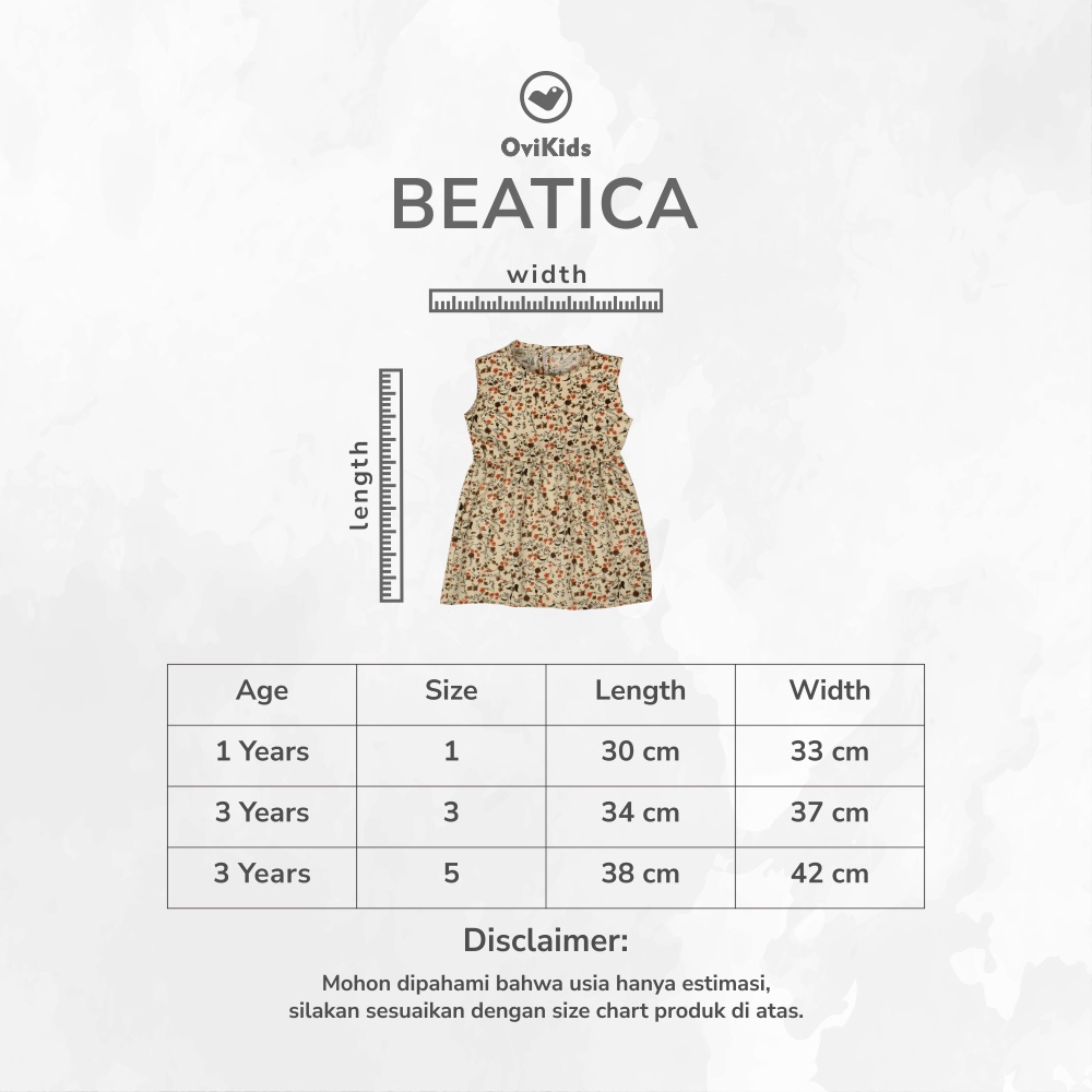 BEATICA DRESS ANAK REMPEL DRESS OBLONG ANAK PENDEK FASHION ANAK PEREMPUAN 1-3/ 5 TAHUN OVIKIDS