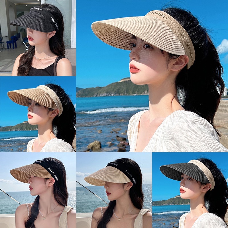 Topi Pantai Pelindung UV Model Tepi Lebar Untuk Wanita