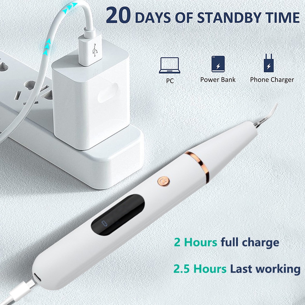 Alat Pembersih Karang Gigi Dental Scaling Sonic Elektrik 38KHZ 1 Set 3 Modes Perontok Dan Pembersih Karang Gigi Alat Scaling Karang Gigi Dental Remover With Light Penghilang Pemecah Karang Gigi GS5