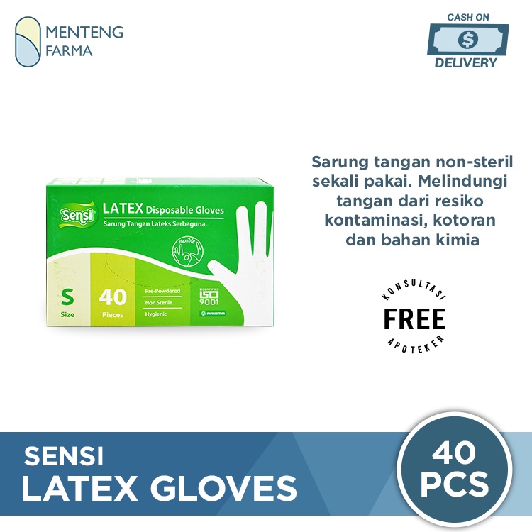 Sensi Latex Disposable Gloves Size S Isi 40 - Sarung Tangan Serbaguna