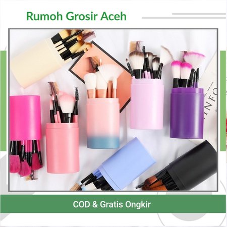 {ACEH} Kuas Tabung Make Up Brush Tabung 12 Set