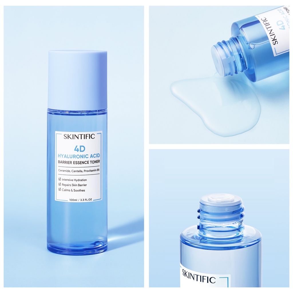SKINTIFIC 4D Hyaluronic Acid (HA) Barrier Essence Toner Hydration Toner / 4D Hyaluronic Acid Hydrating Serum 20ml Serum Pelembab