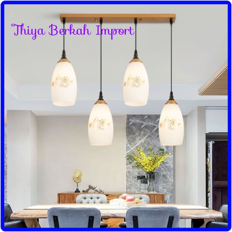 Berkah Import Gaya Nordic Lampu Gantung Restoran Tiga Kepala Empat Kepala Lampu Ruang Makan Modern M