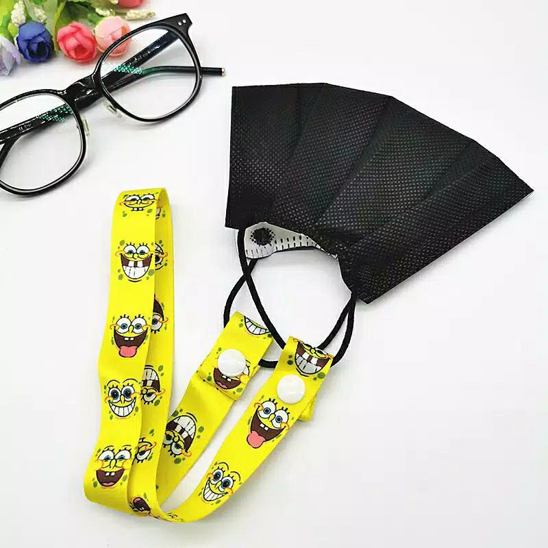 Tali Masker Anak Motif Karakter Strap Masker Bahan Lanyard Halus Full Print