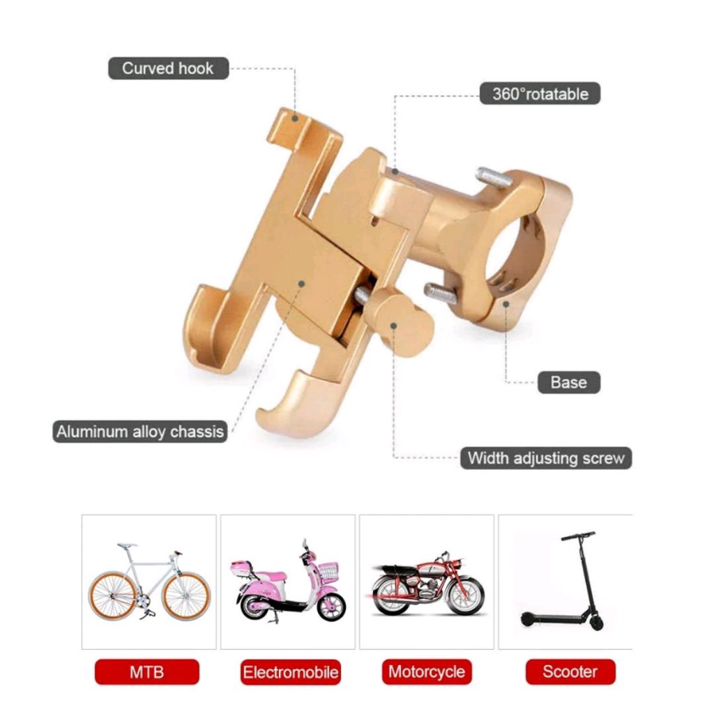 Phone Holder Sepeda Motor Universal Stang Bahan Full Besi