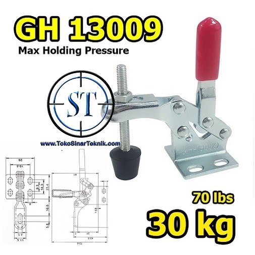 GH-13009 Toggle Clamp Hold Down Quick Metal Alat Bantu Dorong Vertical Penahan Pengunci Clamping