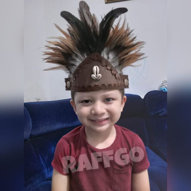 topi adat papua  / topi bulu ayam papua / topi tari tradisonal