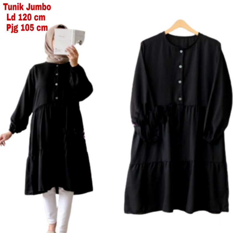 Tunik wanita Jumbo XXL LD 120 CM Rempel Perut Full Keliling Bahan Moscrepe Premium Import  Atasan Baju Tunik Cewek Dewasa Big Size Terbaru 2023 Kekinian Wiza