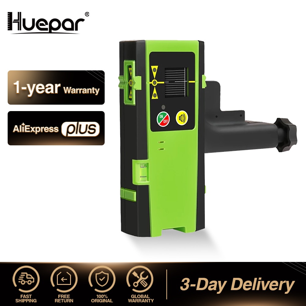 PREORDER Huepar Digital LCD Laser Receiver Outdoor Mode Detektor Laser Berdenyut Mendeteksi Merah & 