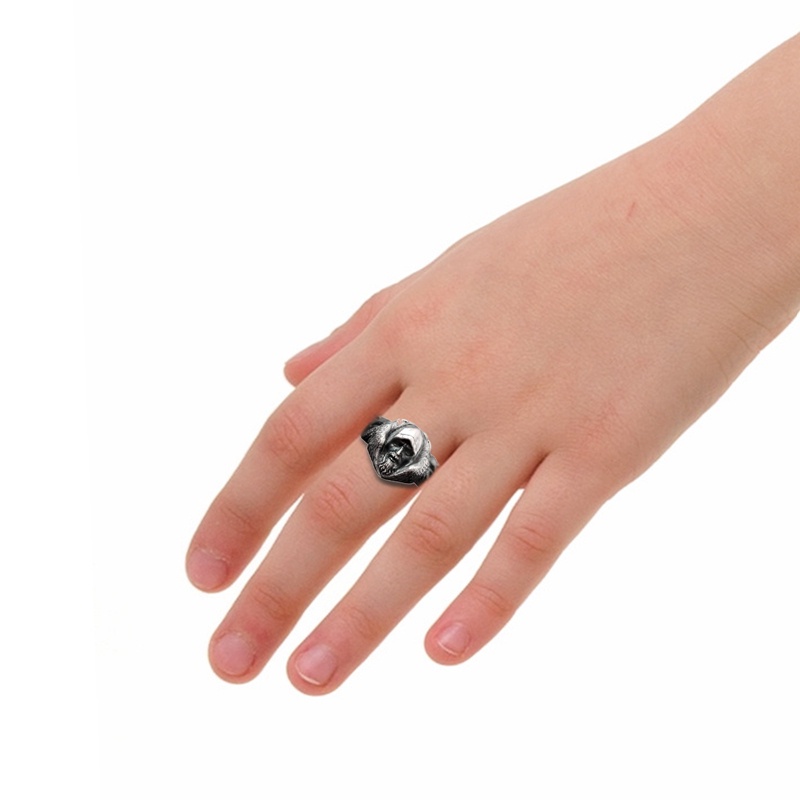 Fancyqube Cincin Desain Serigala Mitologi Odin Raven Bahan Alloy Gaya Vintage Nordic Untuk Pria