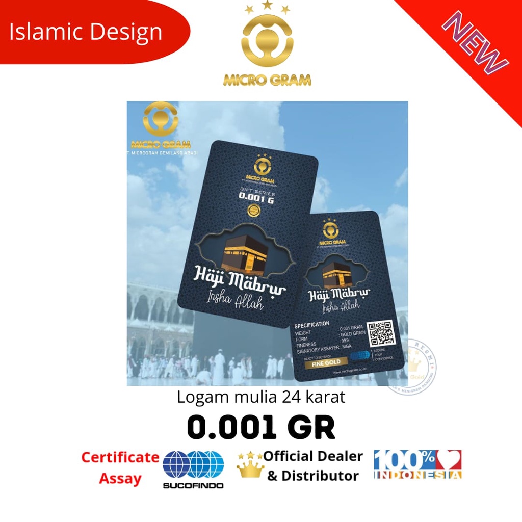 MICROGRAM Gift Series Haji Mabrur 0.001gr Logam Mulia Emas Mini