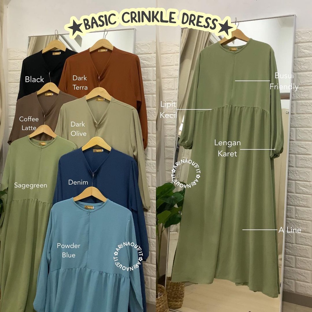 BASIC CRINKLE DRESS BY ARUNAOUTFIT