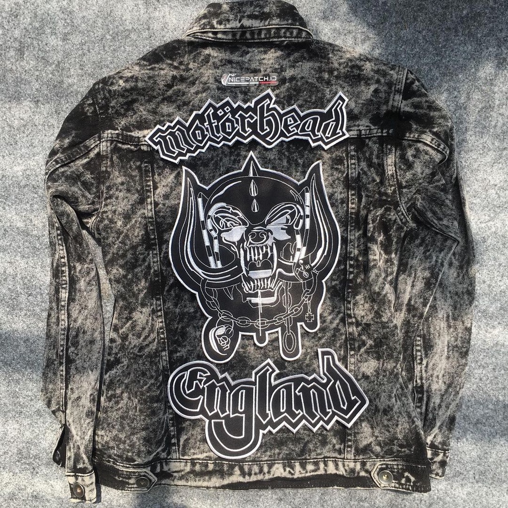 Backpatch Motorhead Ukuran  BESAR Cocok Dijahit di punggung Jaket Emblem Bordir Jahit Band Murah Ker