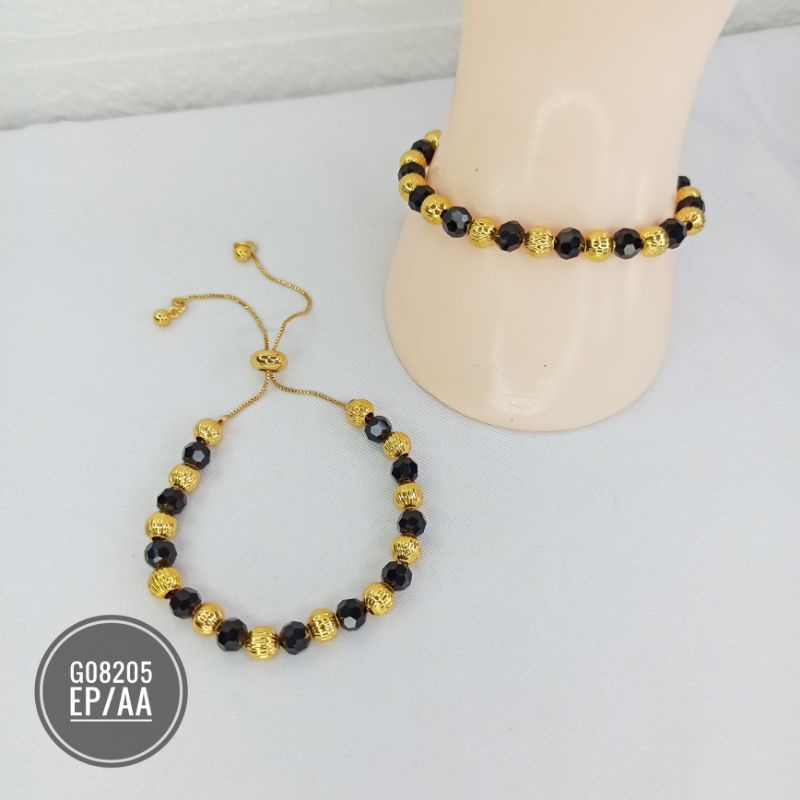 Gelang Serut Batu Hitam Gold G08205