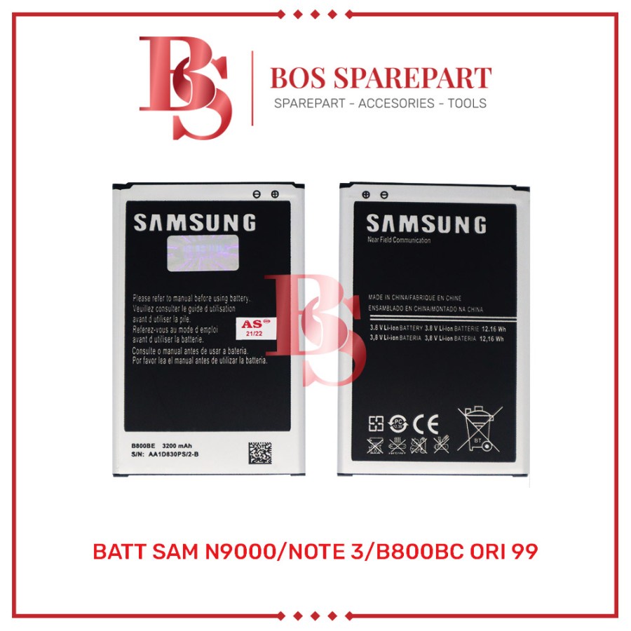 BATTERY SAMSUNG N9000 / NOTE 3 / B800BC ORI 99 / BATERAI