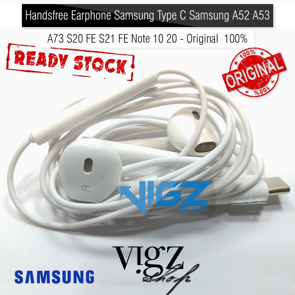 Handsfree Earphone Samsung Type C Samsung Galaxy A33 / A53 / A54 / A73 / S20 FE / S21 FE / Note10 / Note20 / Note 10+ / Note 10 Lite / S10 Lite Type C Original