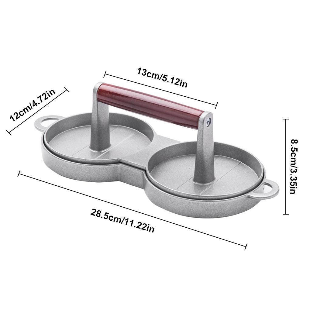 Double Hamburger Maker Non-Stick Veggie Patty Stamp Cetakan Luar Ruangan Beef Press Aluminium Tray Masak Aksesoris Pesta Rumah