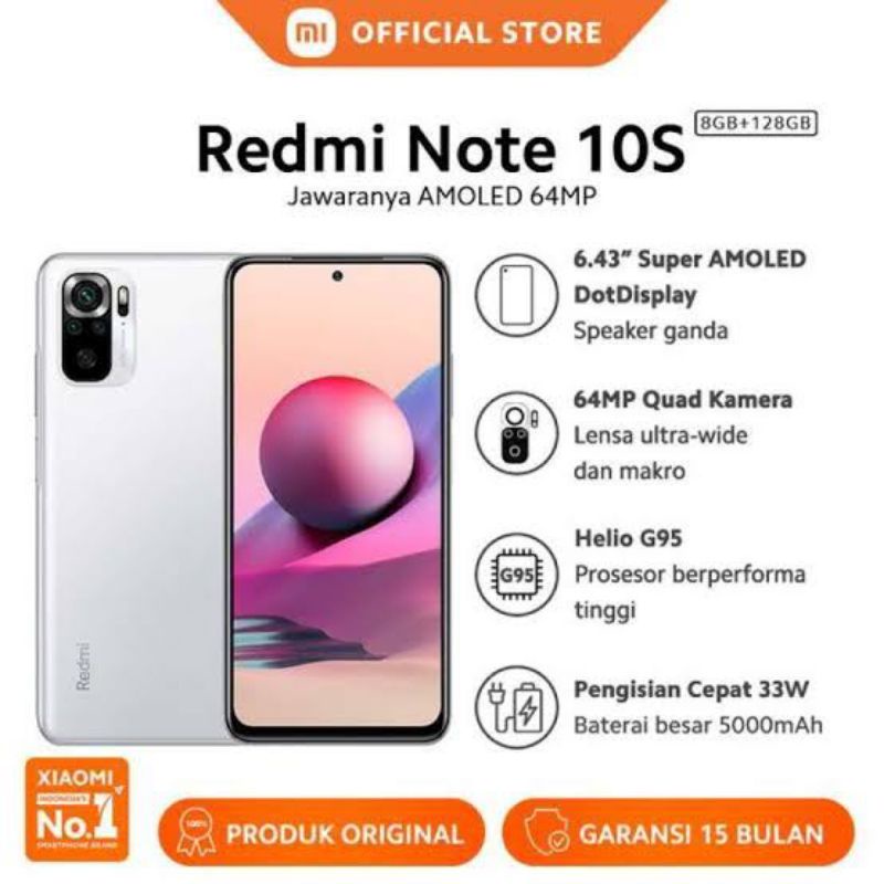 Redmi note 10s 6/64 Resmi indo pabble white