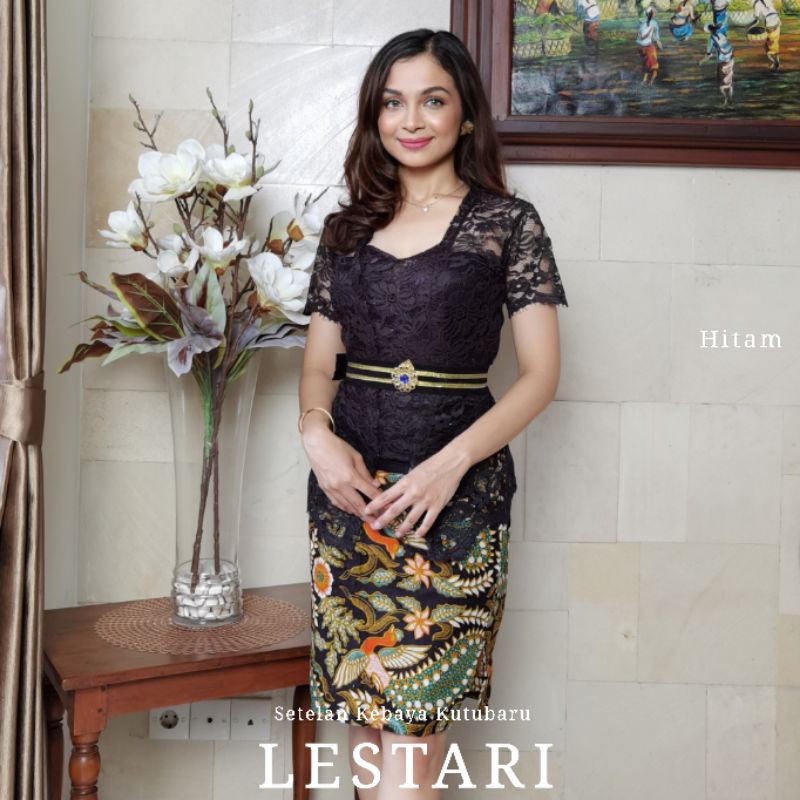 Setelan Kebaya Kutubaru Modern Lengan Pendek Brokat Lestari