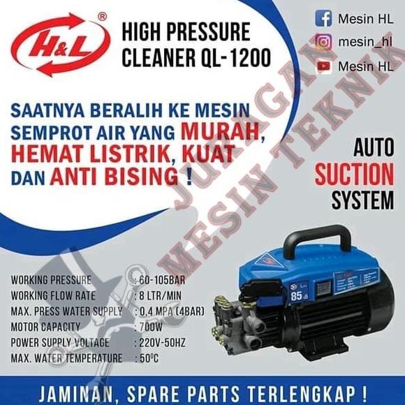 Mesin Jet Cleaner Ql 1200 Hl Cuci Steam Listrik H&L Ql1200