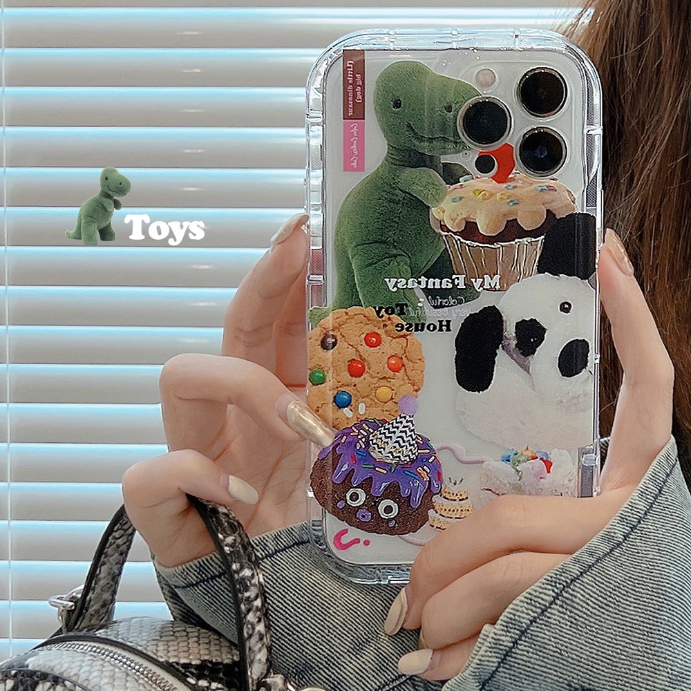 Ins Casing Softcase Transparan Print Kartun Dinosaurus Untuk Iphone 14 11 12 13 PRO MAX