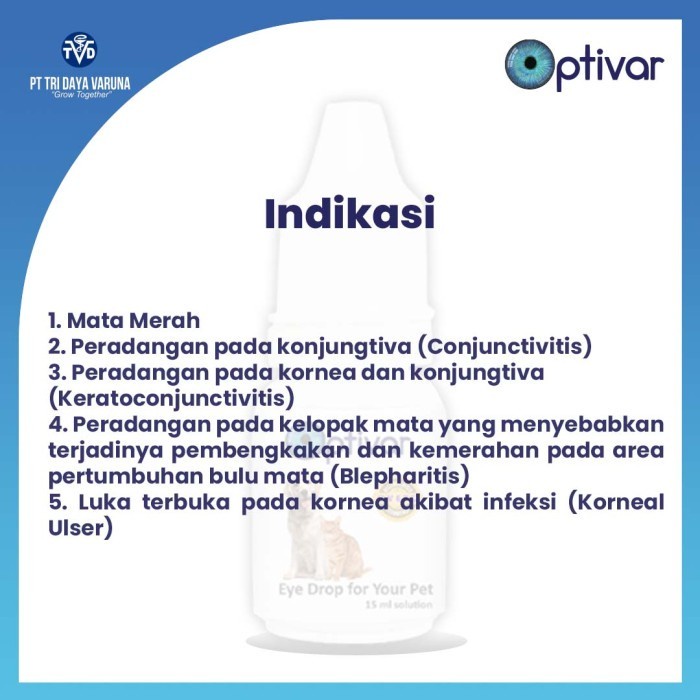 Obat Tetes Mata Hewan Optivar 15ml Vet Recomendeed Optivar Eye Drops