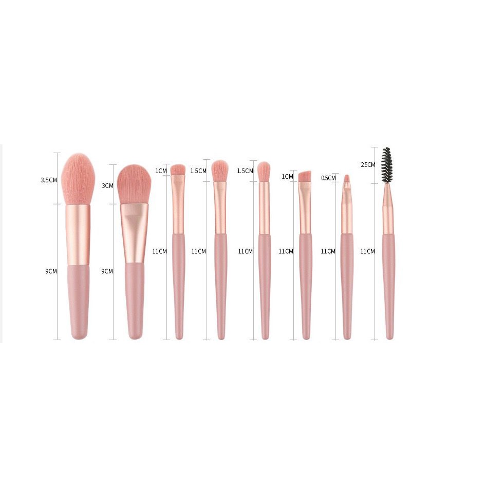 KMN Kuas Make up 8 in 1 Free Pouch Set Cosmetic Brush  Make Up Tools Paket Kuas Makeup 8pcs Mini Travel Beauty Tools