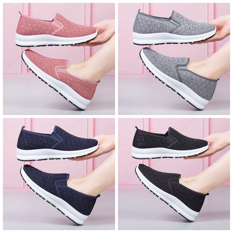YAN Sepatu Santai Wanita Sepatu Slip On Wanita Sepatu Olahraga Kasual Rajut Terbaru