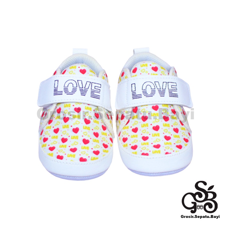 sepatu bayi baby shoes prewalker perempuan newborn umur 2 - 12 bulan model LOVE ringan &amp; fleksibel