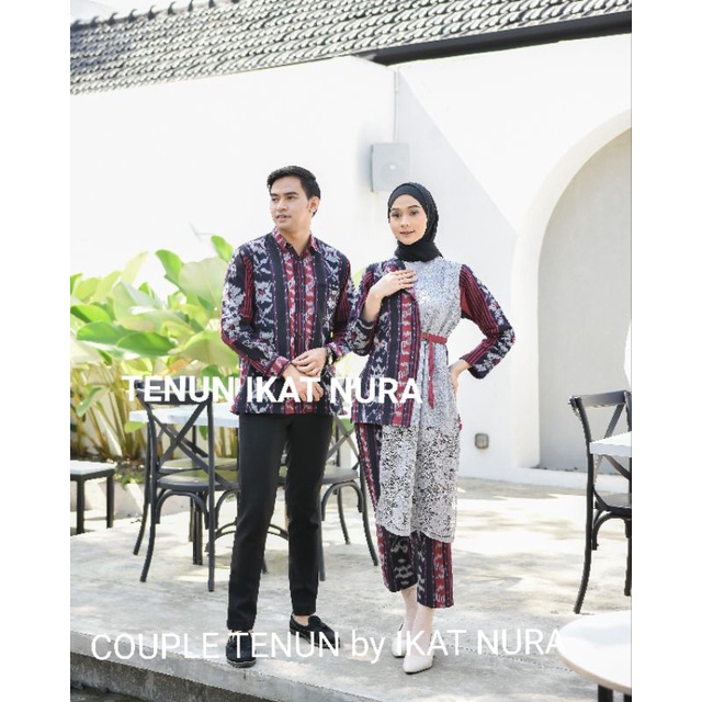 Couple Tenun Set Naura Brokat dan kemeja Full Tenun