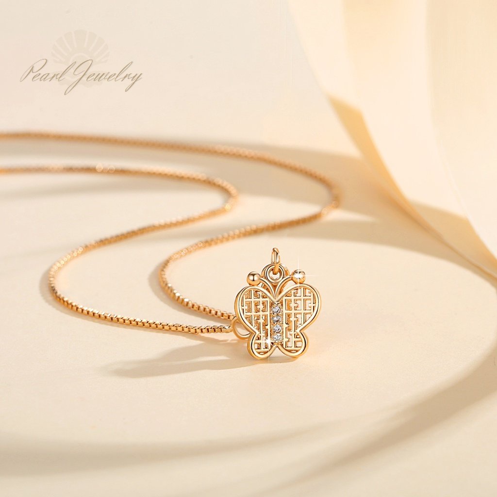 Y599 [COD✔] Kalung Kupu-Kupu Lontin Kalung Asli Liontin Wanita Lapis Emas Fashion Aksesoris Anti Luntur
