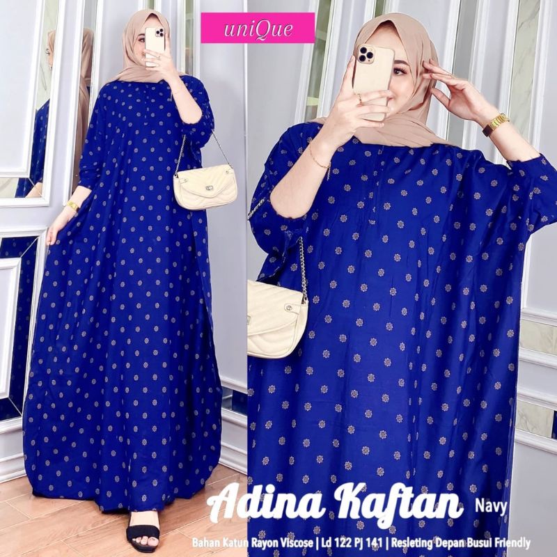 Anggi Home Kaftan Rayon Super Jumbo XXXL Busui Resleting Motif Polkadot / Kaftan Wanita / Gamis Arabian Wanita Dewasa