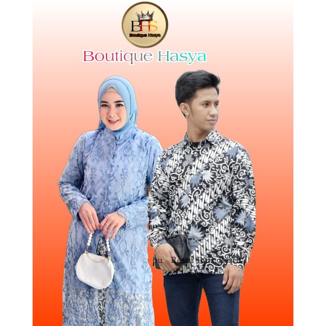 Stelan Kebaya Tunik Batik Couple Modern Terbaru Outfit Pasangan Kondangan Wisuda by Hasya