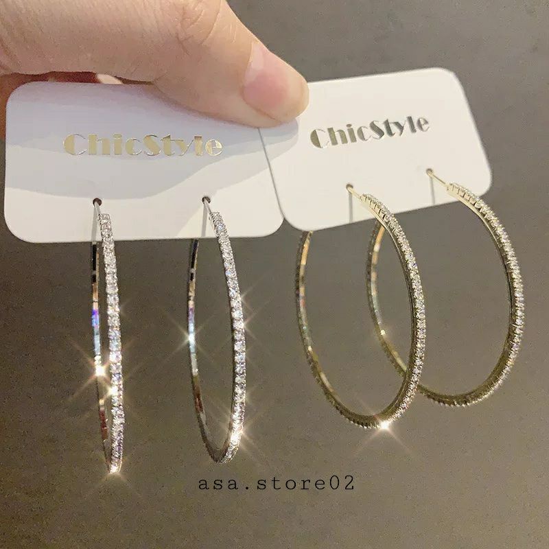 Anting Wanita Tusuk Gantung Bulat Permata Anting Stud