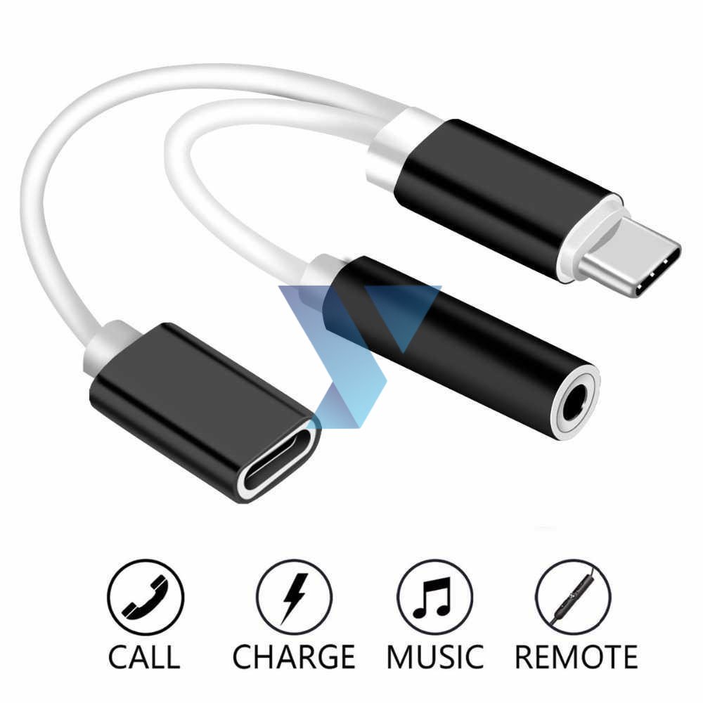 Robotsky Adapter 2 in 1 USB Type C to AUX 3.5mm Headphone + USB Type C ( Al-Yusi )