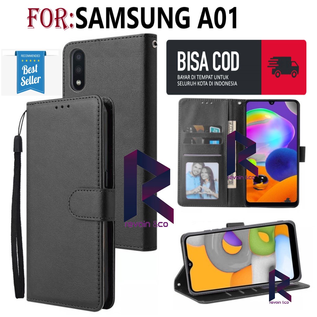 FLIP COVER SAMSUNG A01 FLIP WALLET LEATHER KULIT PREMIUM SARUNG BUKA TUTUP KESING HP FLIP CASE SAMSUNG A01