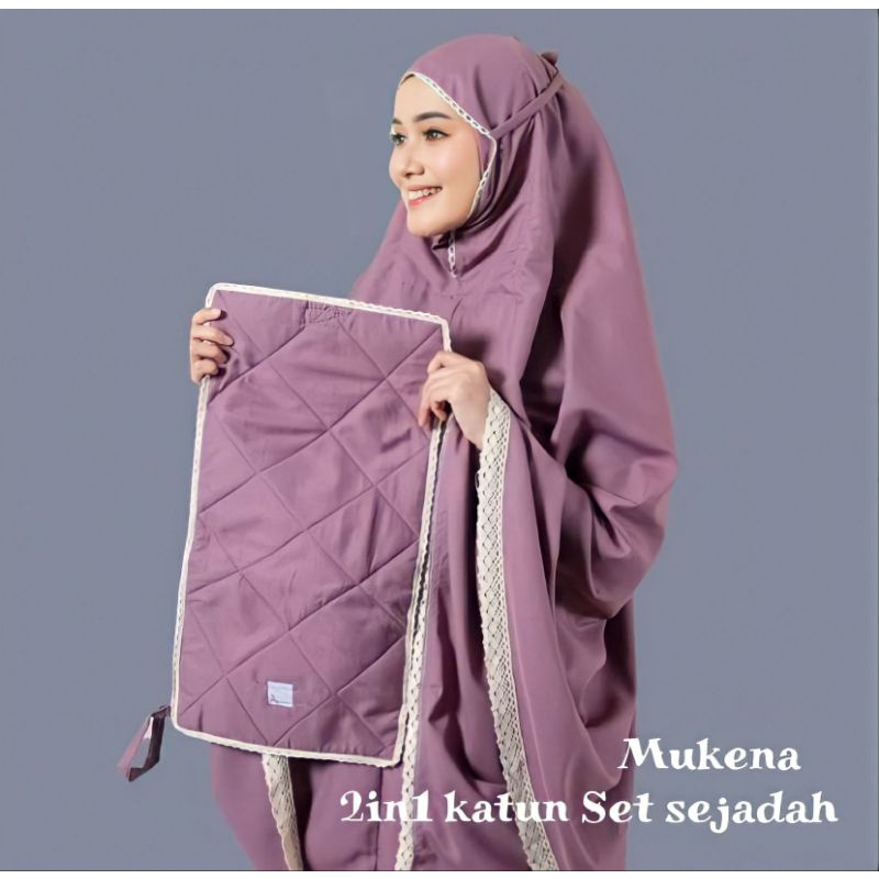 Full set sejadah + Mukena katun Dewasa premium daily 2in1