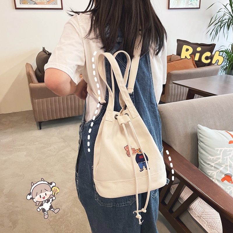 [BISA COD] T3999 Tas Canvas Tas Selempang Wanita Korea Tote Bag Sling Bag Perempuan Tahan Air Stylish