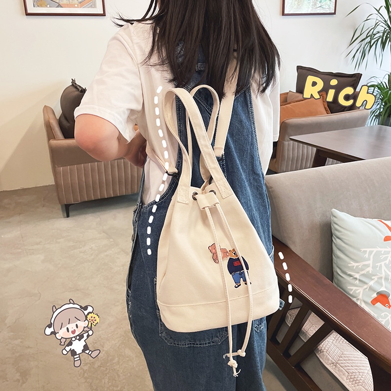 [BISA COD] T3999 Tas Canvas Tas Selempang Wanita Korea Tote Bag Sling Bag Perempuan Tahan Air Stylish