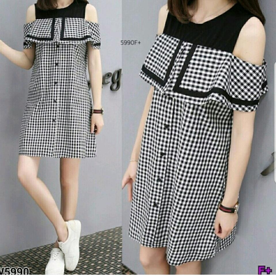 Hot Sell.. FWG - ISYANA KOTAK DRESS / DRESS KOREA KOTAK / DRESS WANITA KOREA KOTAK