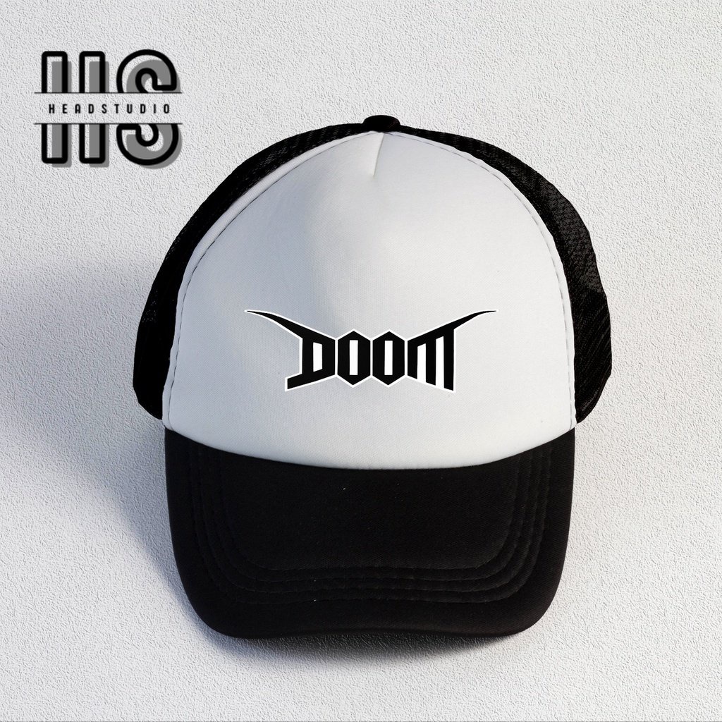 Doom | Trucker Hat Best Seller | Topi Pria | Topi | Trucker | Topi Band | Baseball | Band | Topi Jaring | Topi Sablon | Head Studio