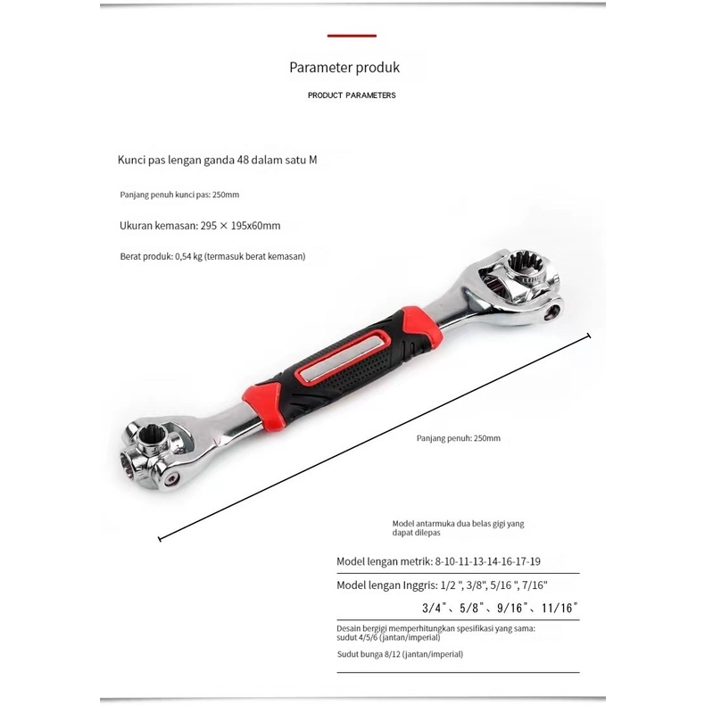 (ada stok, dikirim rari jakarta) kunci ring kombinasi shock set 48 in 1 Tiger Wrench alat sepeda mobil motor serbaguna kunci mesin murah serbaguna