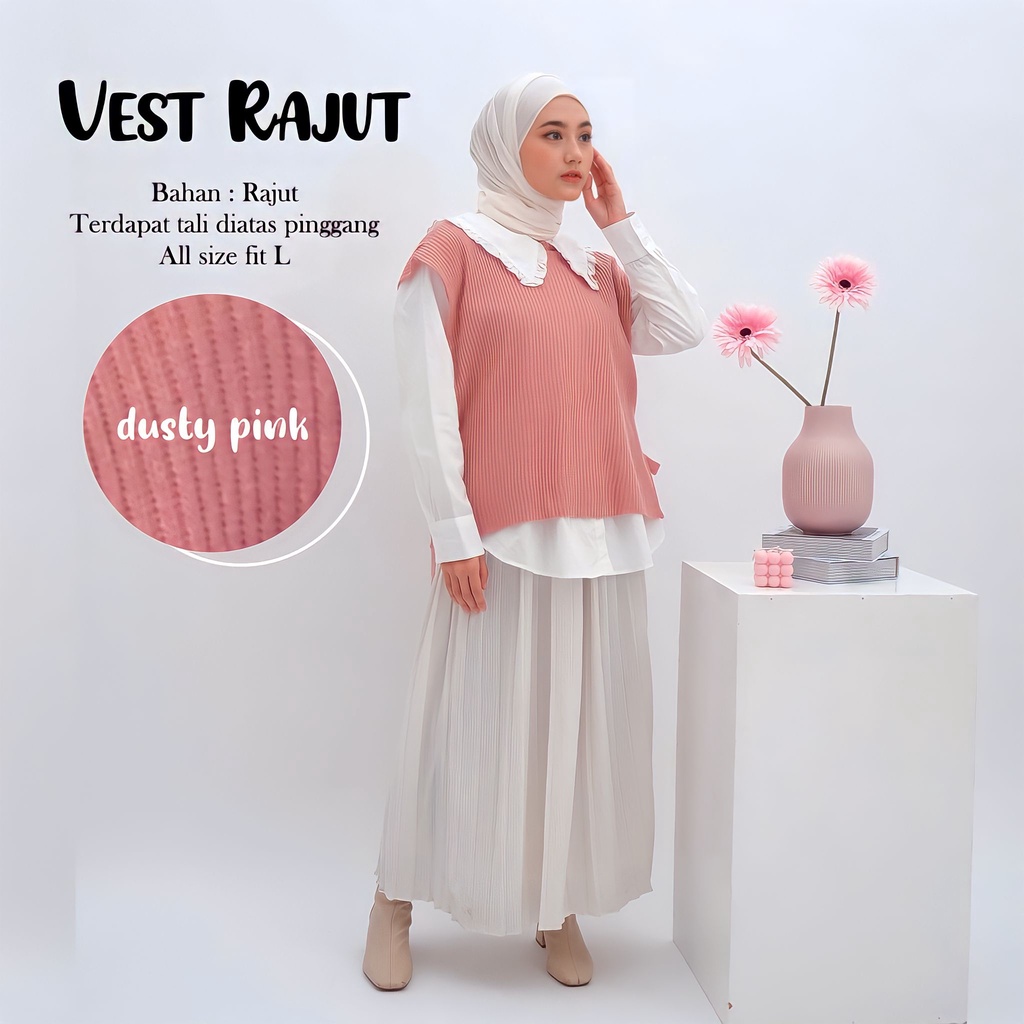 VEST VEST ROMPI RAJUT TALI / Rompi Rajut Andin / Ilo Vest Rompi Tali Rajut Wanita / Rompi Tali Outer