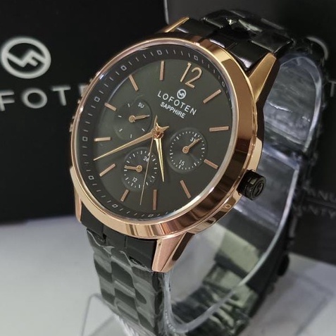 JAM TANGAN WANITA LOFOTEN F-2309LF BLACK ROSEGOLD ORIGINAL