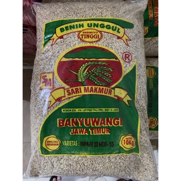 Benih Padi SARI MAKMUR BANYUWANGI 10kg varietas (inpari 32/ciherang/IR 64/inpari 42/siliwangi/towuti/WayApo/Cibogo/situbagendit)